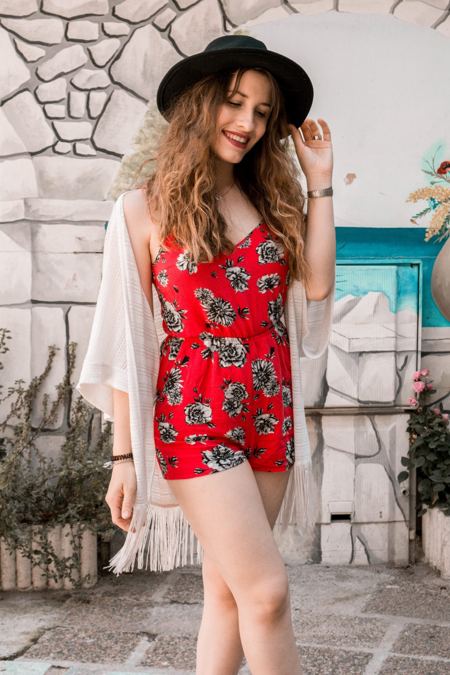 Combishort H&M - Kimono OVS - Chapeau et sandales Pimkie | happinesscoco.com