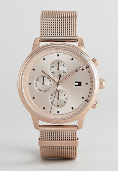 Asos Tommy Hilfiger – 1781907 – Montre chronographe avec bracelet en maille 38 mm – Or rose