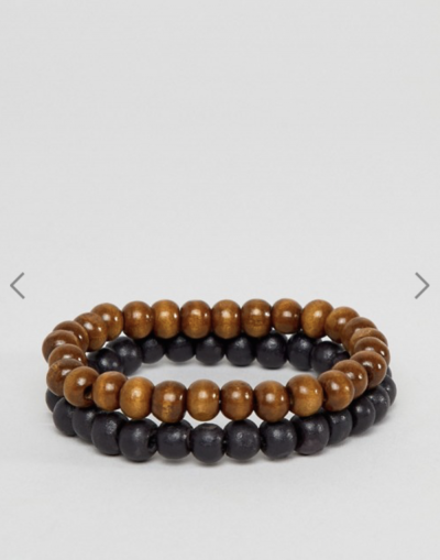ASOS DESIGN – Lot de bracelets à perles – Noir et marron