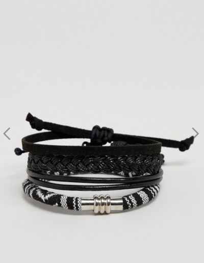 ASOS DESIGN – Lot de bracelets – Modèles en cuir et tissés – Monochrome