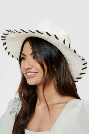 Nastygal Contrasting Natural Straw Fedora Hat