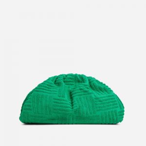 Ego CARRY OVERSIZED POUCH BAG IN GREEN TERRY TOWEL FABRIC